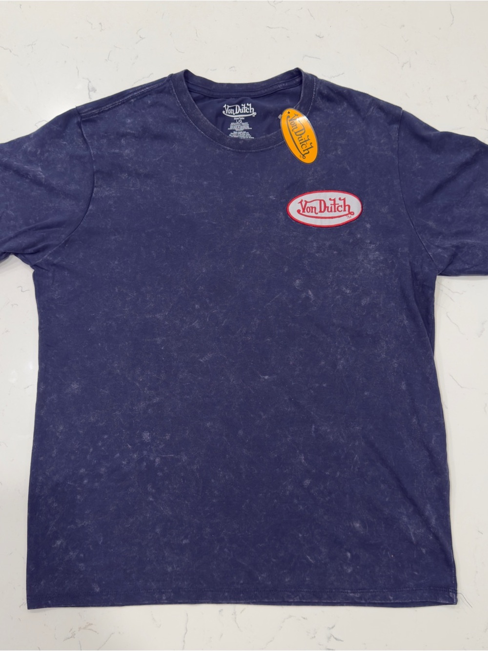 Von Dutch Navy Washed Logo Crew Tee